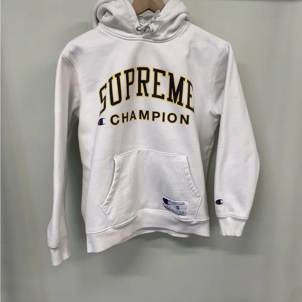 White Supreme X Champion Pullover Hoodie Size Small